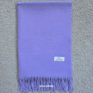 Sky Cashmere Lavender Fringed Scarf